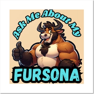 Ask Me About My Bull Fursona Furry Art Posters and Art